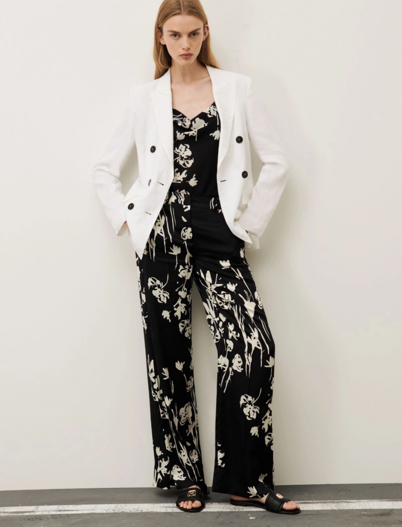 Spodnie Damskie Marella Patterned Czarne | Polska 613904-FVU