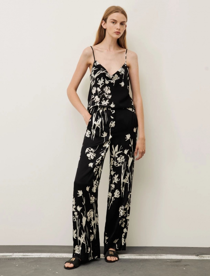 Spodnie Damskie Marella Patterned Czarne | Polska 613904-FVU