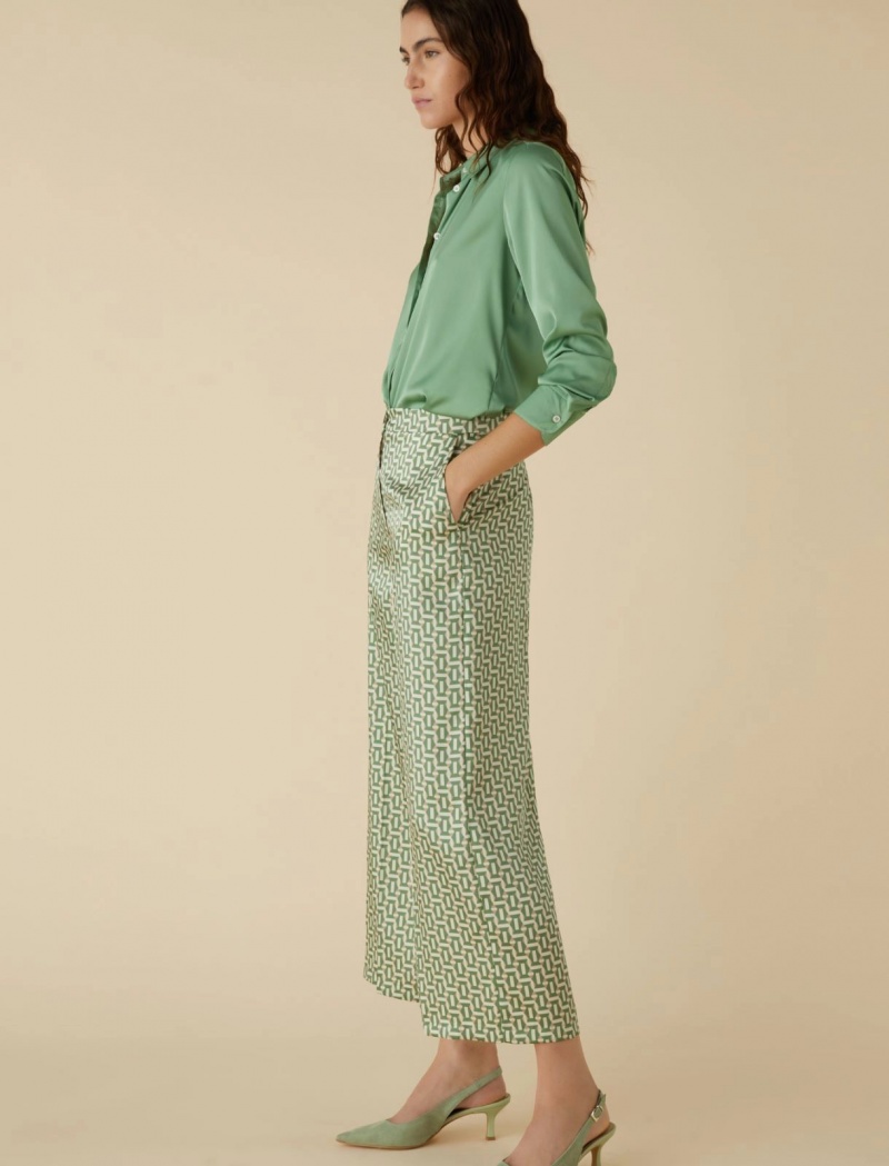 Spodnie Damskie Marella Patterned Twill Zielone | Polska 713246-IBJ