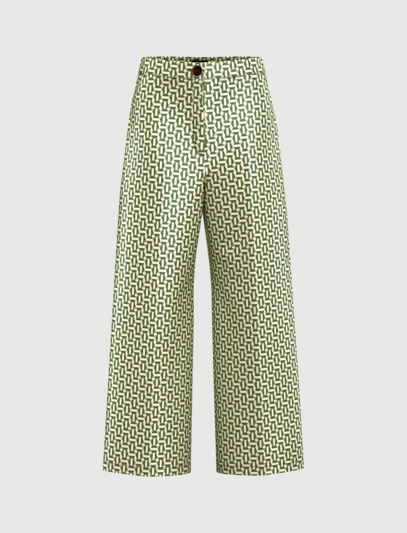 Spodnie Damskie Marella Patterned Twill Zielone | Polska 713246-IBJ
