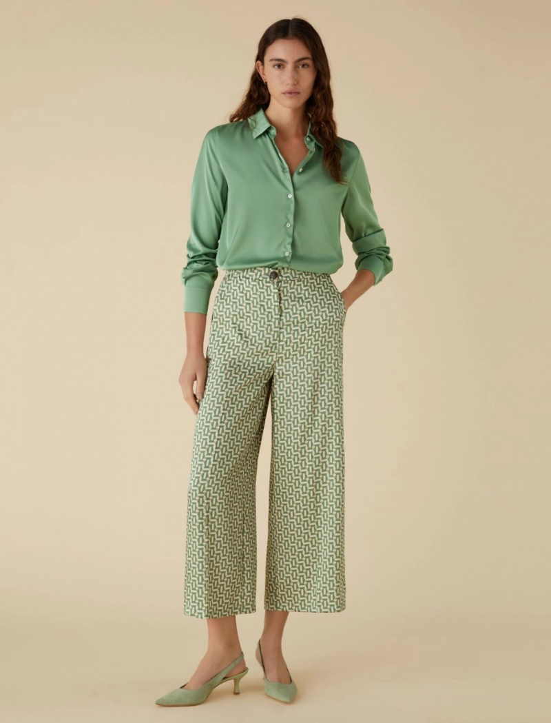 Spodnie Damskie Marella Patterned Twill Zielone | Polska 713246-IBJ