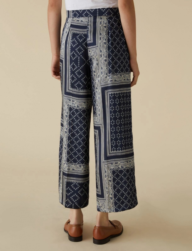 Spodnie Damskie Marella Patterned Twill Niebieskie | Polska 912470-UIP