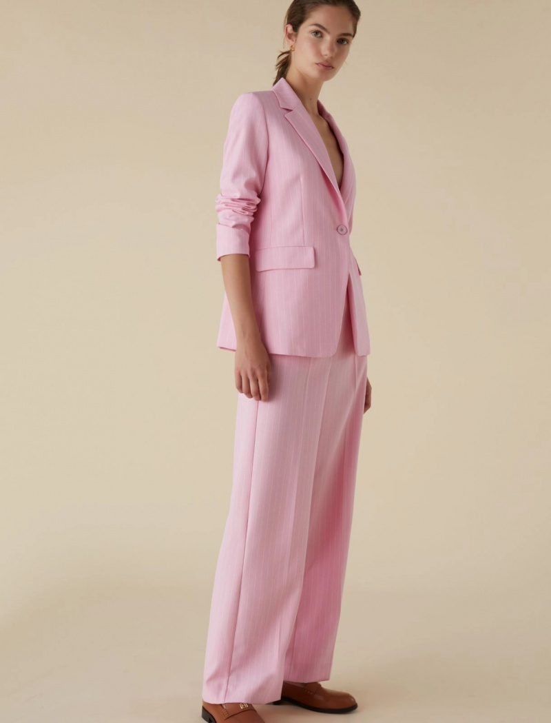 Spodnie Damskie Marella Pinstripe Różowe | Polska 390842-KNI