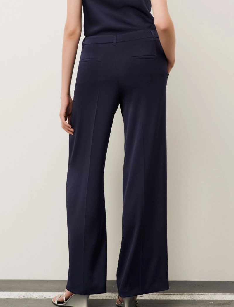 Spodnie Damskie Marella Satin Granatowe | Polska 293518-JSV