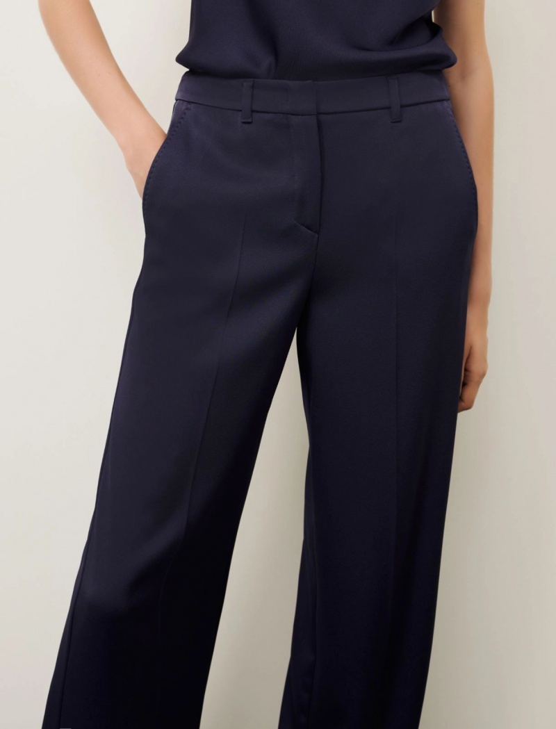 Spodnie Damskie Marella Satin Granatowe | Polska 293518-JSV