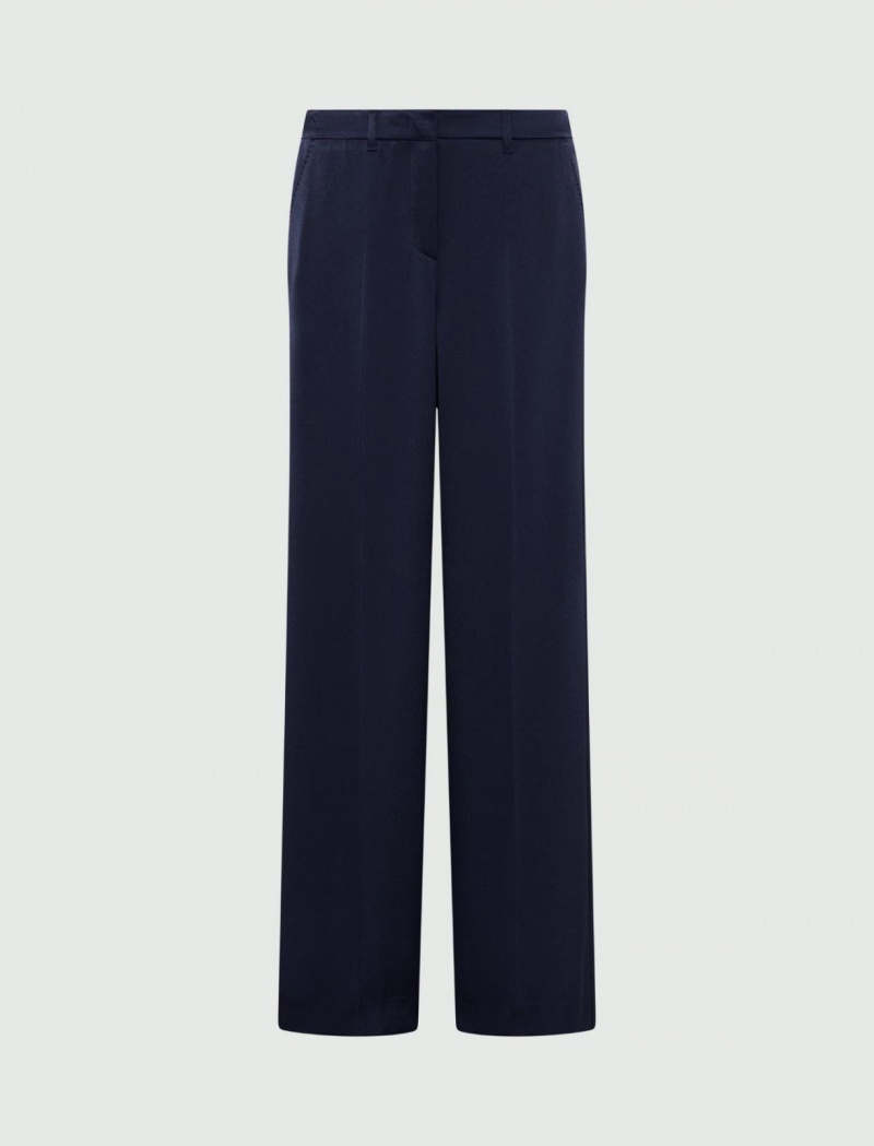 Spodnie Damskie Marella Satin Granatowe | Polska 293518-JSV