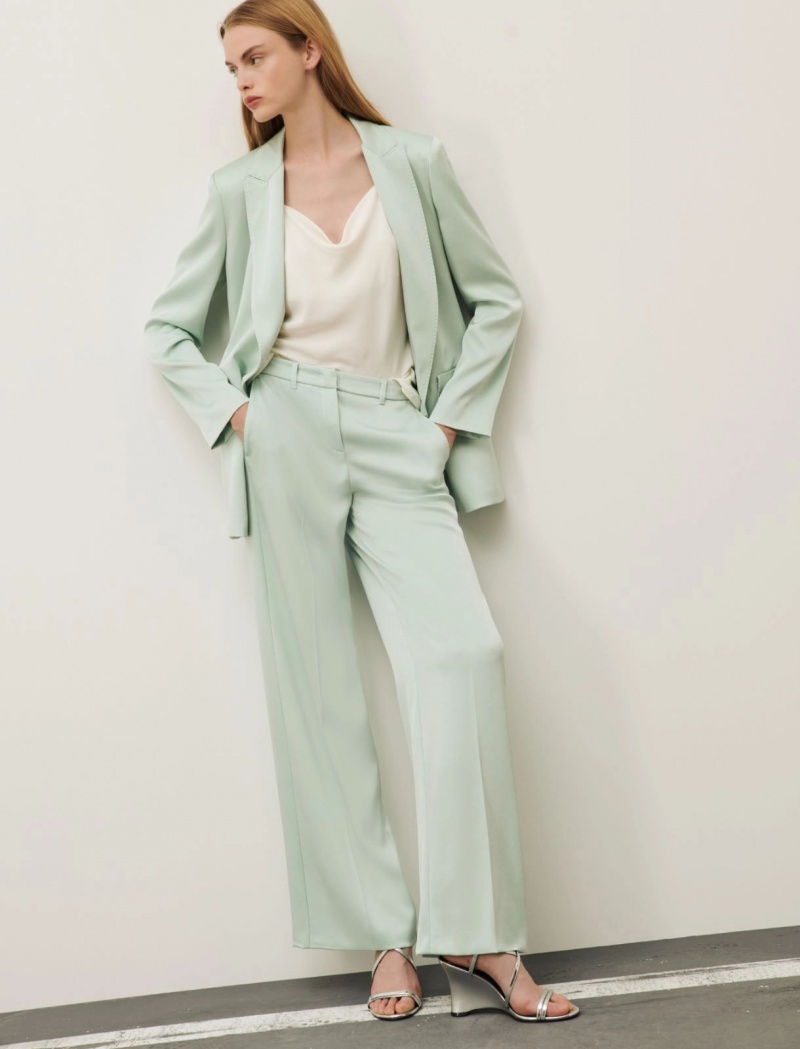 Spodnie Damskie Marella Satin Turkusowe | Polska 251486-THE