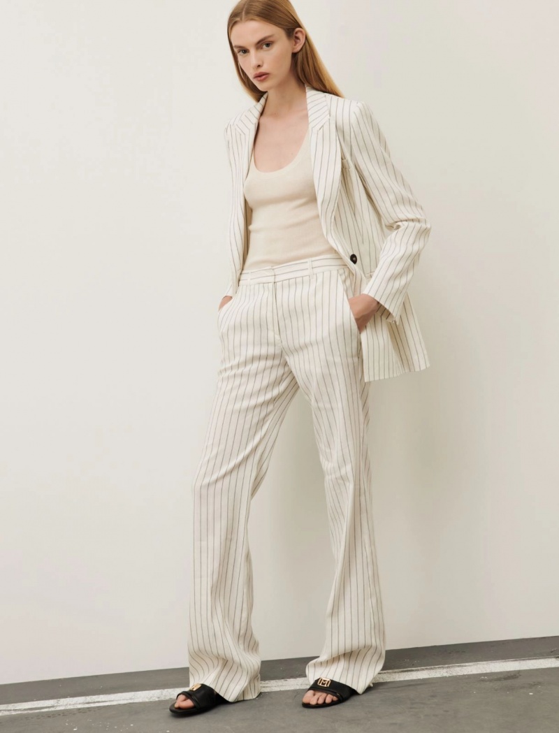 Spodnie Damskie Marella Slim Białe | Polska 478925-DQH