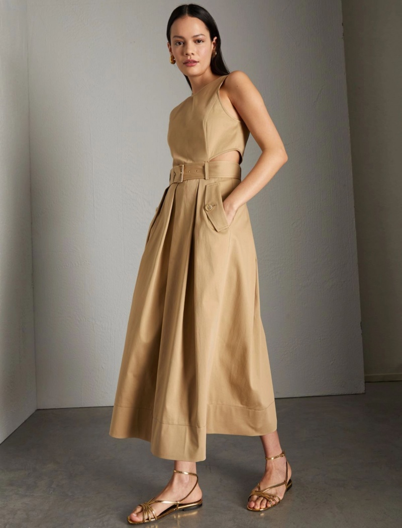 Sukienka Damskie Marella Belted Midi Brązowe | Polska 409576-BRE