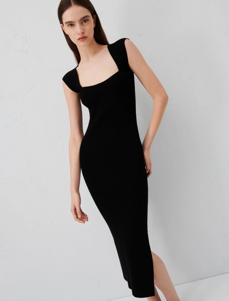 Sukienka Damskie Marella Knit Czarne | Polska 659408-JTP