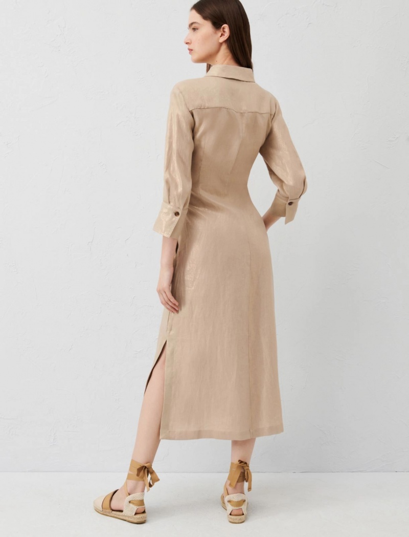 Sukienka Damskie Marella Linen Brązowe | Polska 639827-AZB