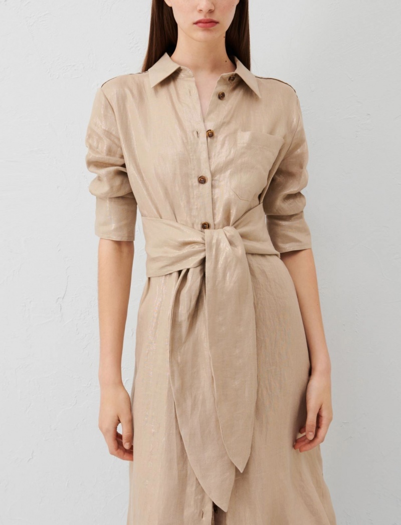 Sukienka Damskie Marella Linen Brązowe | Polska 639827-AZB