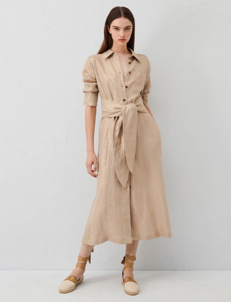 Sukienka Damskie Marella Linen Brązowe | Polska 639827-AZB