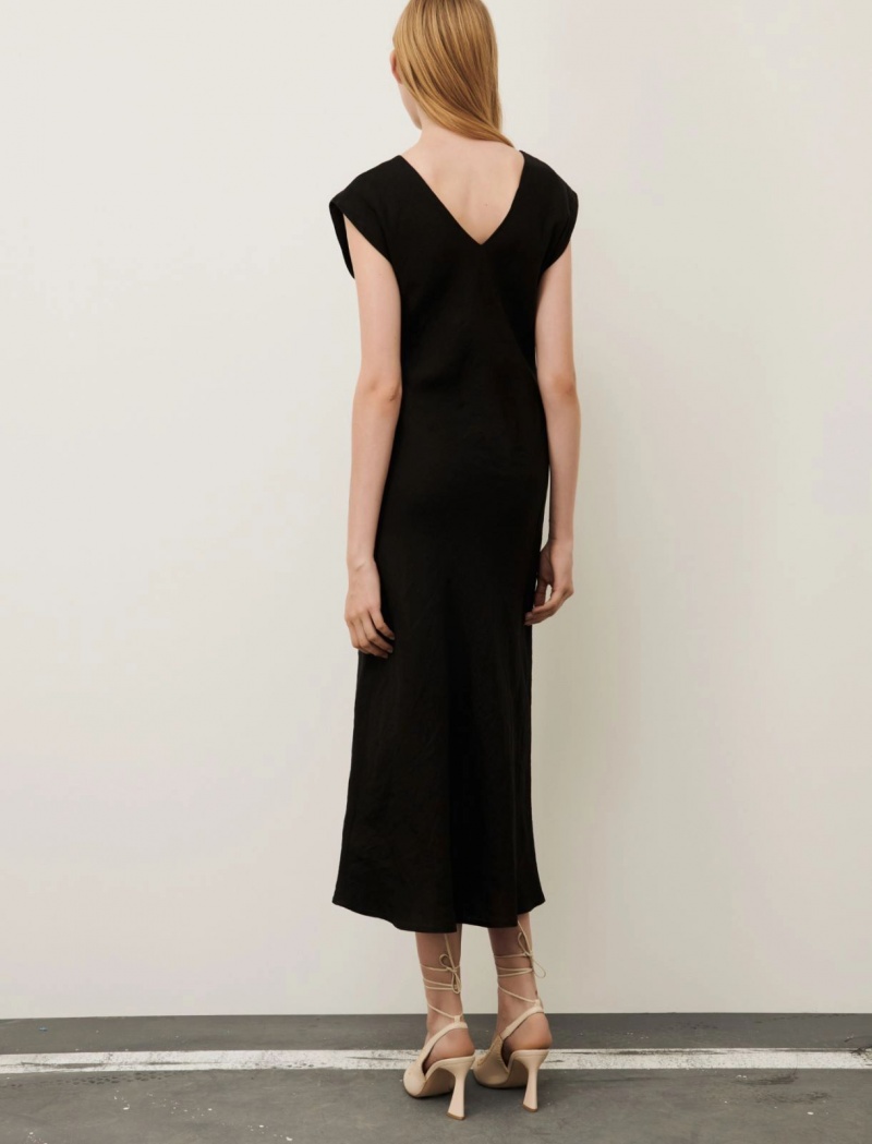 Sukienka Damskie Marella Linen Czarne | Polska 140273-PRJ