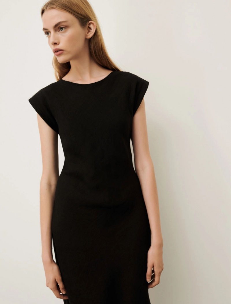 Sukienka Damskie Marella Linen Czarne | Polska 140273-PRJ