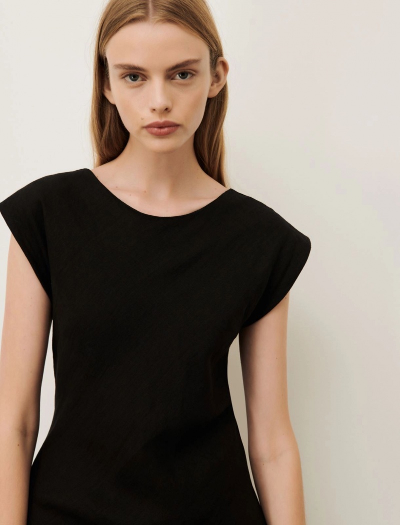 Sukienka Damskie Marella Linen Czarne | Polska 140273-PRJ