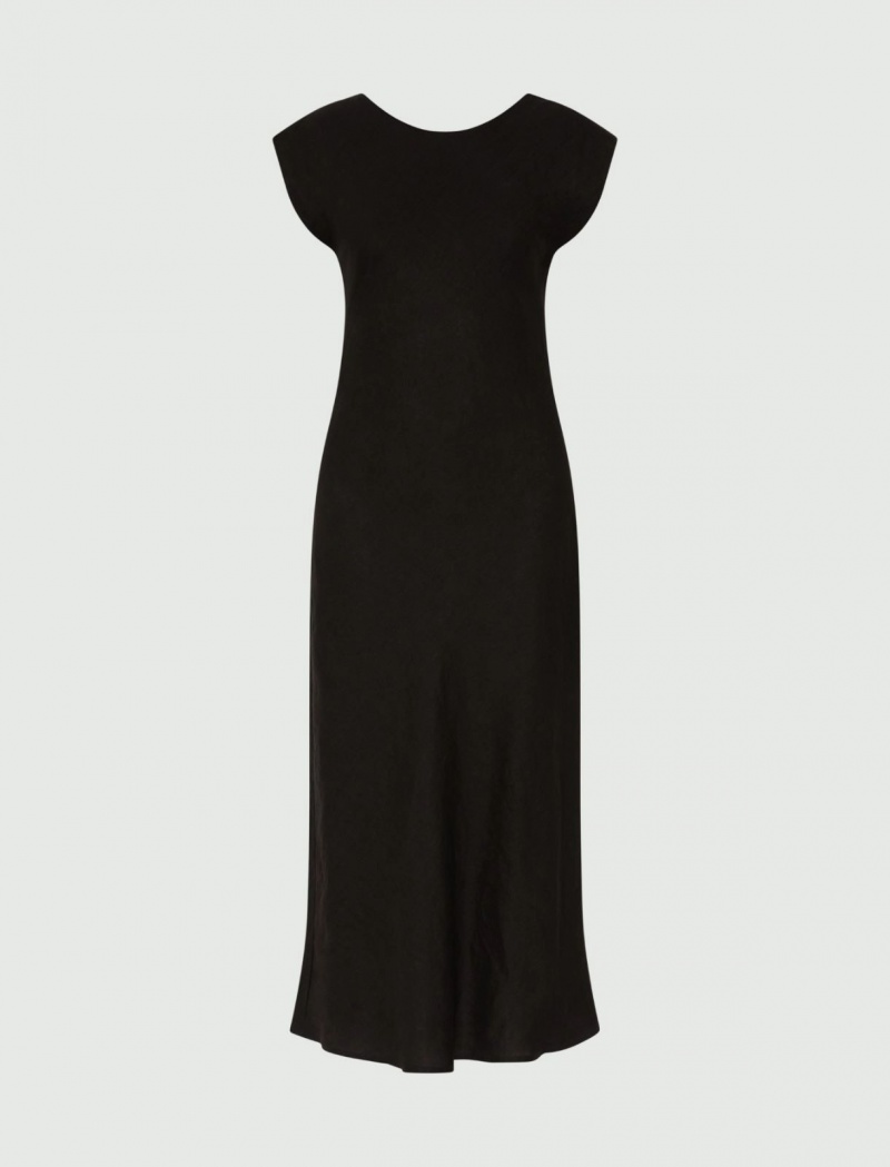 Sukienka Damskie Marella Linen Czarne | Polska 140273-PRJ