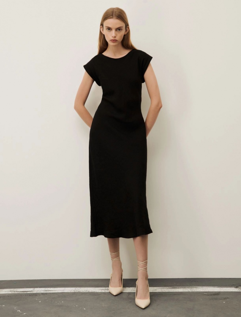 Sukienka Damskie Marella Linen Czarne | Polska 140273-PRJ