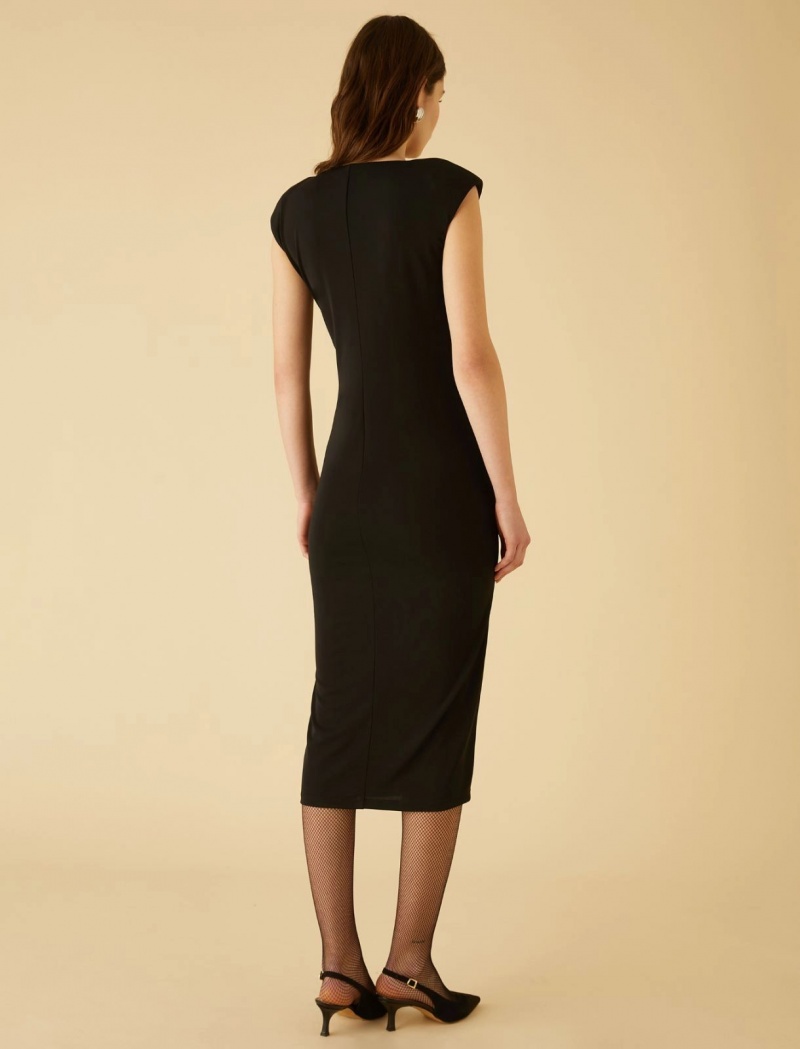 Sukienka Damskie Marella Midi Knot Czarne | Polska 543760-PFT