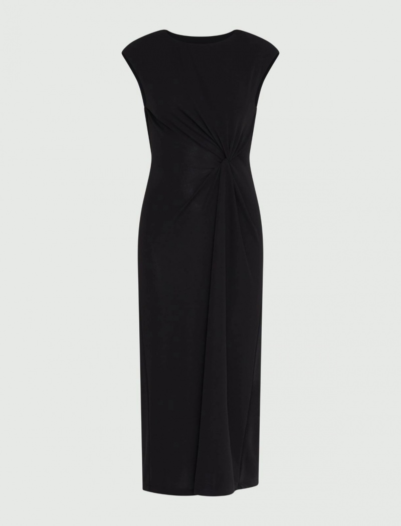 Sukienka Damskie Marella Midi Knot Czarne | Polska 543760-PFT