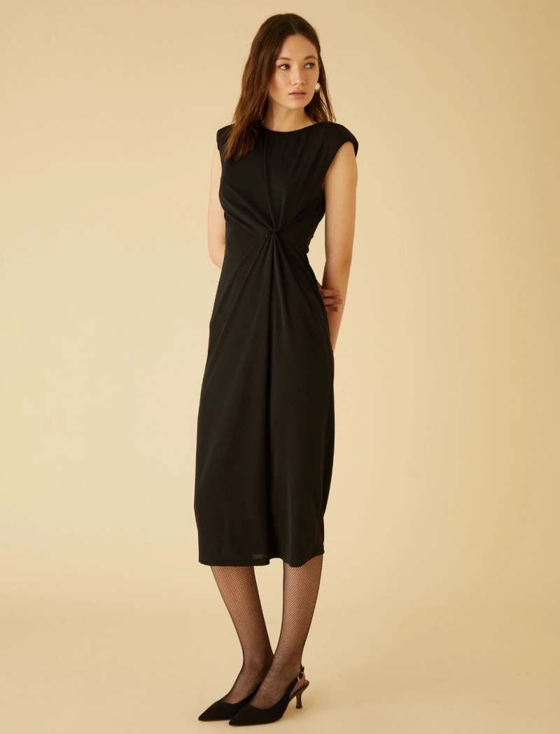 Sukienka Damskie Marella Midi Knot Czarne | Polska 543760-PFT