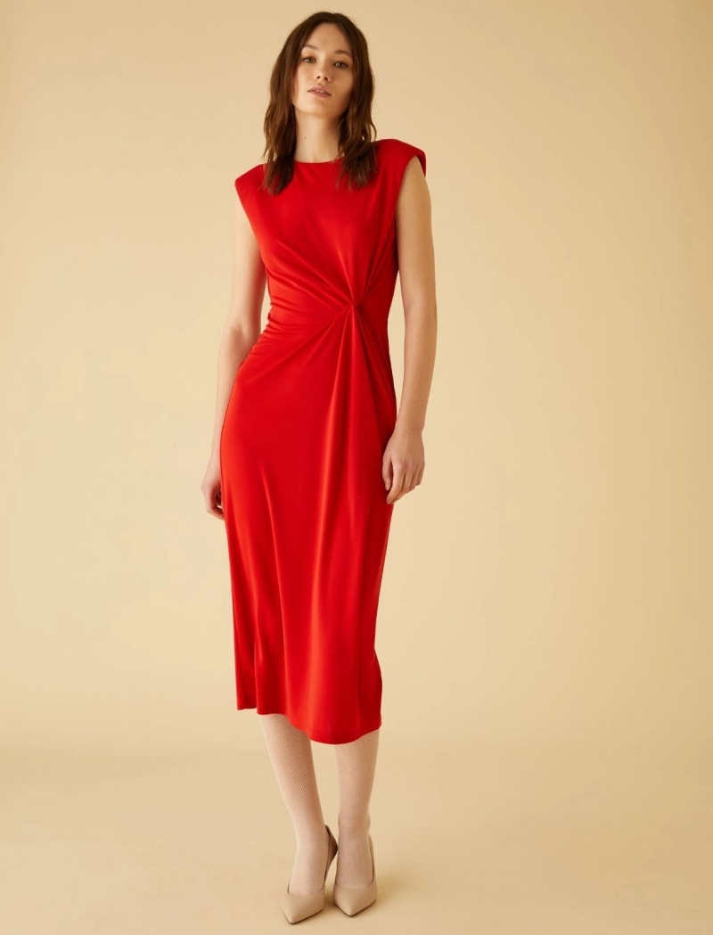 Sukienka Damskie Marella Midi Knot Czerwone | Polska 573268-JEU