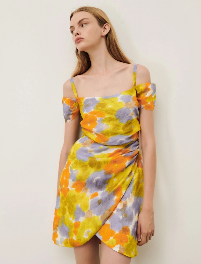 Sukienka Damskie Marella Off-The-Shoulder Lawenda | Polska 976534-OJZ