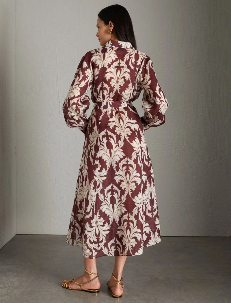 Sukienka Damskie Marella Patterned Bordowe | Polska 532098-ZLI