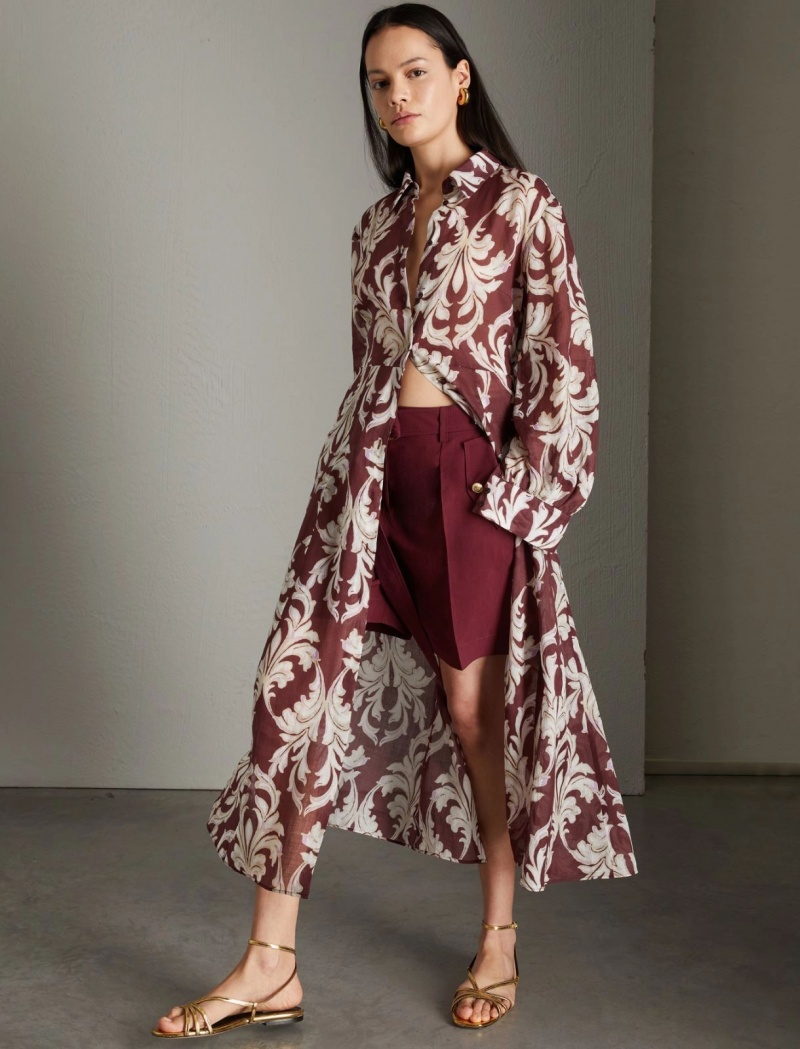 Sukienka Damskie Marella Patterned Bordowe | Polska 532098-ZLI