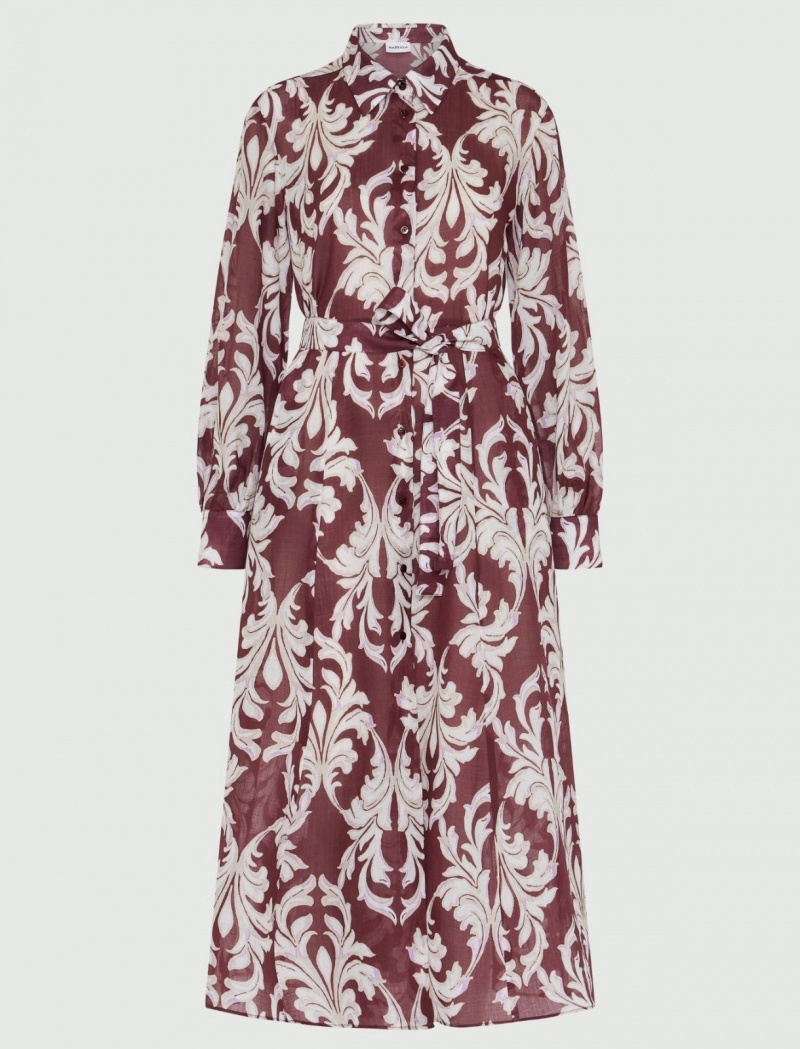 Sukienka Damskie Marella Patterned Bordowe | Polska 532098-ZLI