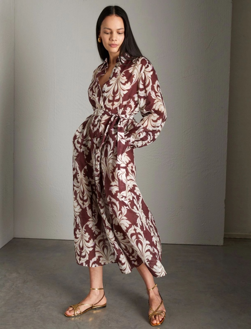 Sukienka Damskie Marella Patterned Bordowe | Polska 532098-ZLI