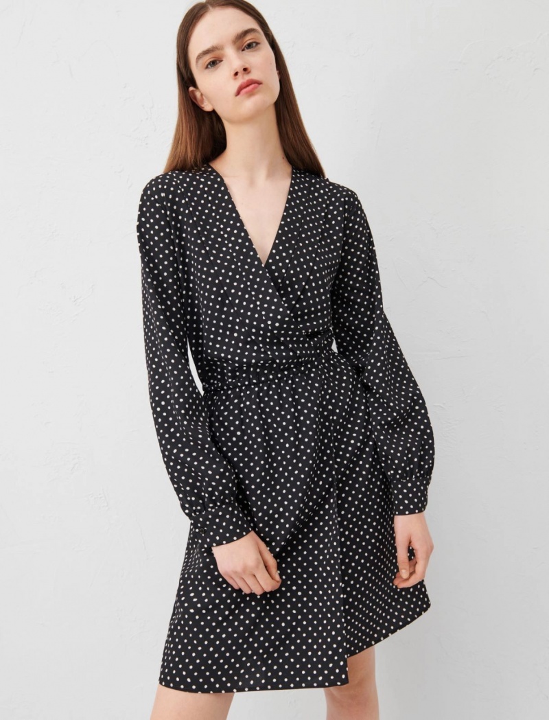 Sukienka Damskie Marella Patterned Czarne | Polska 219830-DXE
