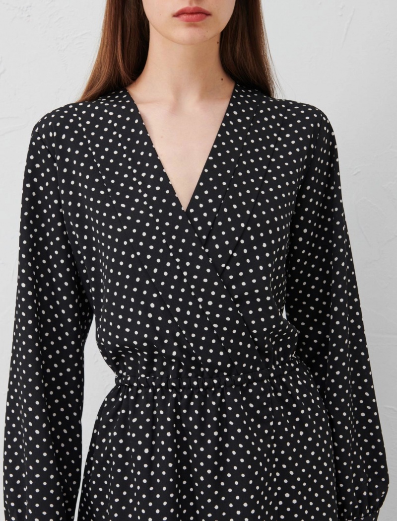 Sukienka Damskie Marella Patterned Czarne | Polska 219830-DXE