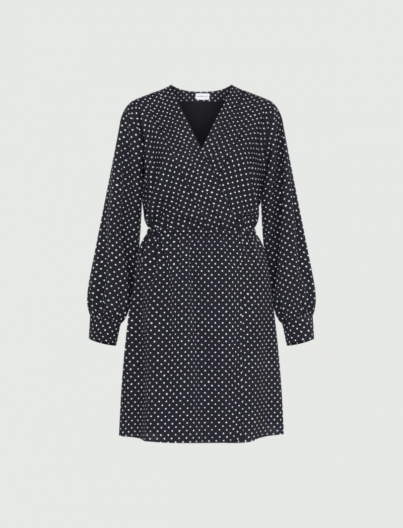 Sukienka Damskie Marella Patterned Czarne | Polska 219830-DXE
