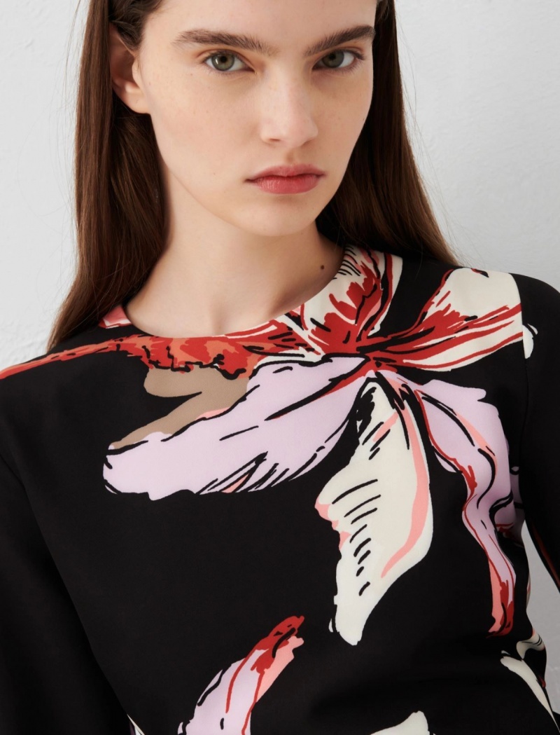 Sukienka Damskie Marella Patterned Czarne | Polska 980456-SKV