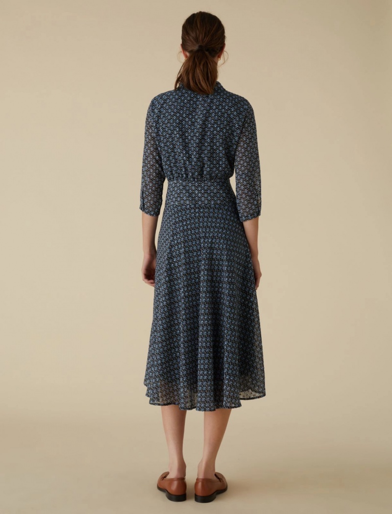Sukienka Damskie Marella Patterned Czarne | Polska 158306-OMQ