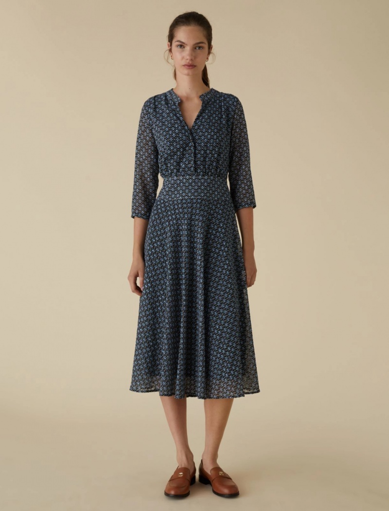 Sukienka Damskie Marella Patterned Czarne | Polska 158306-OMQ