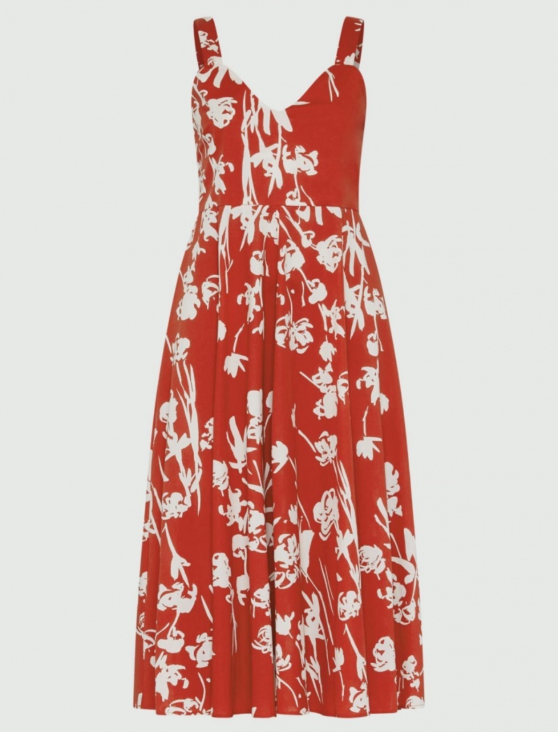 Sukienka Damskie Marella Patterned Czerwone | Polska 473108-XJD