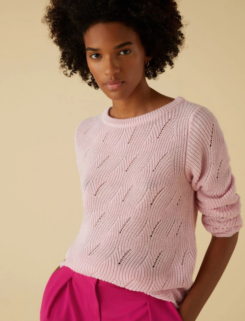 Sweter Damskie Marella Bawełniane-Blend Różowe | Polska 618259-LJP