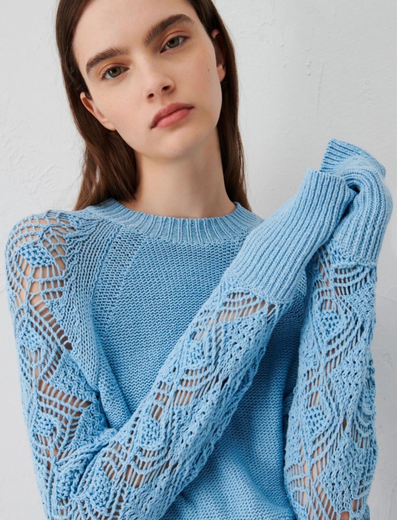 Sweter Damskie Marella Bawełniane Niebieskie | Polska 125386-UPE