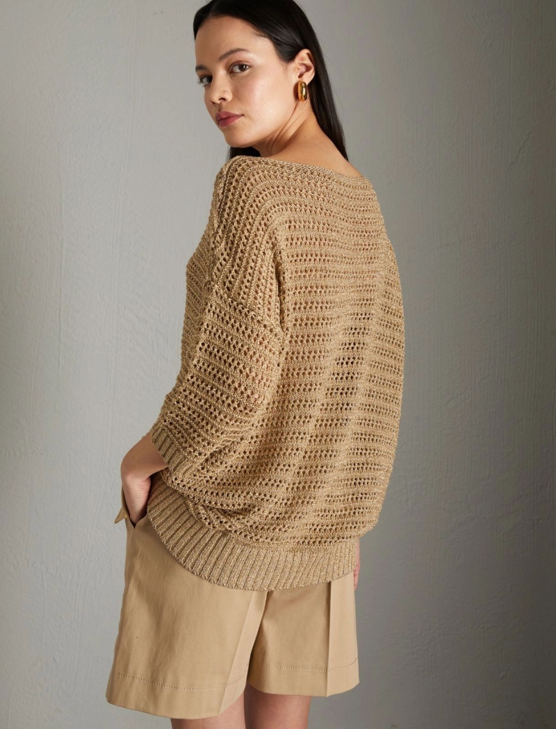 Sweter Damskie Marella Boxy Złote | Polska 918376-WFS