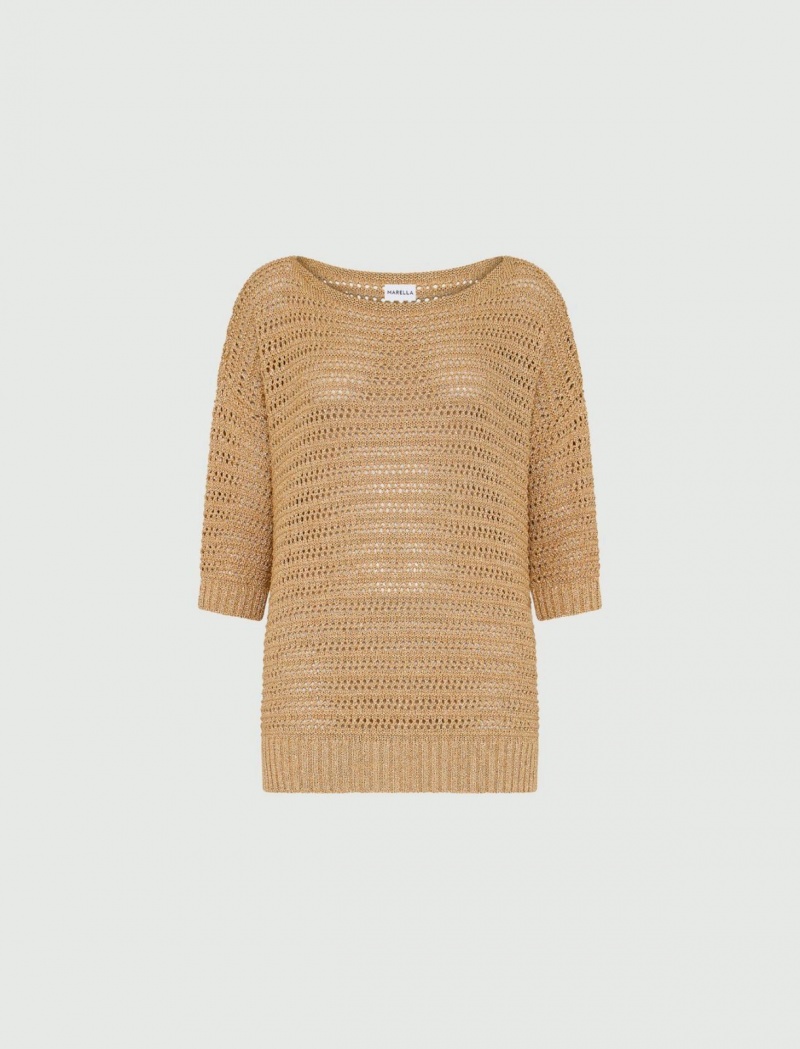 Sweter Damskie Marella Boxy Złote | Polska 918376-WFS
