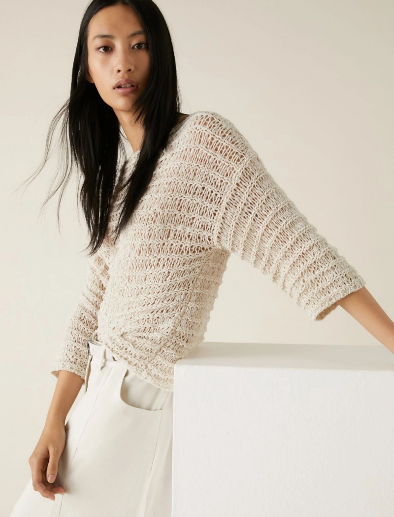 Sweter Damskie Marella Cropped Białe | Polska 928475-GXH