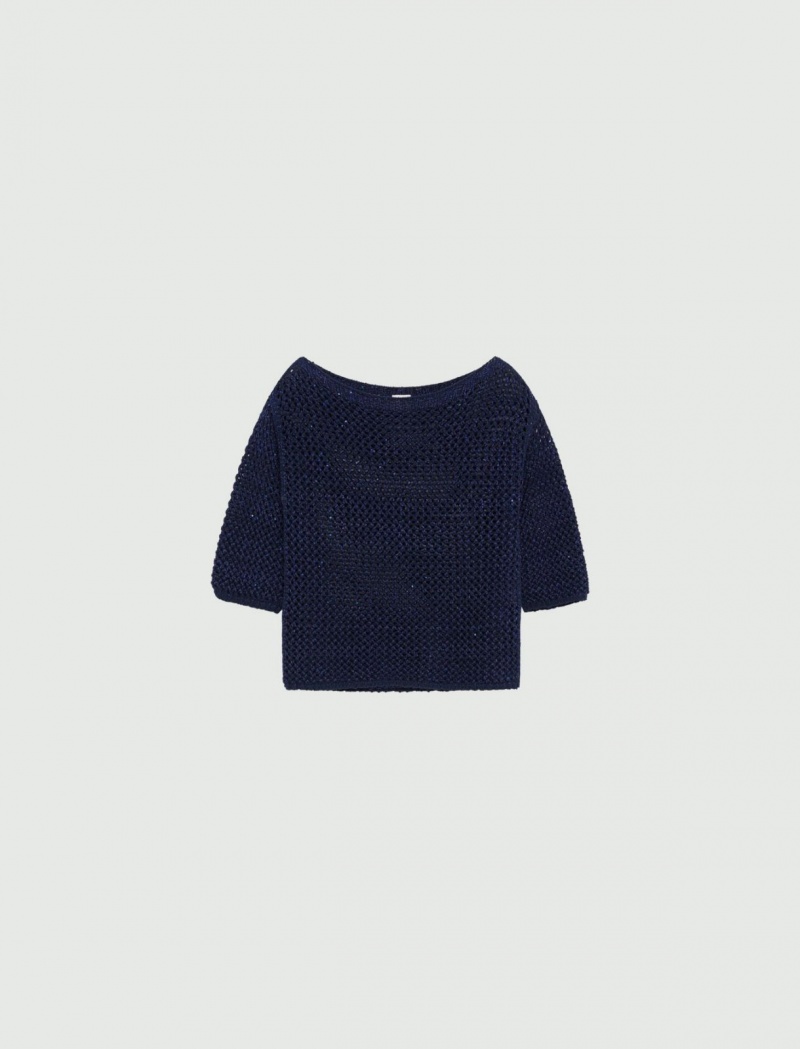 Sweter Damskie Marella Cropped Niebieskie | Polska 740285-EDO