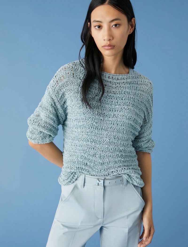 Sweter Damskie Marella Cropped Niebieskie Niebieskie | Polska 218439-GCW