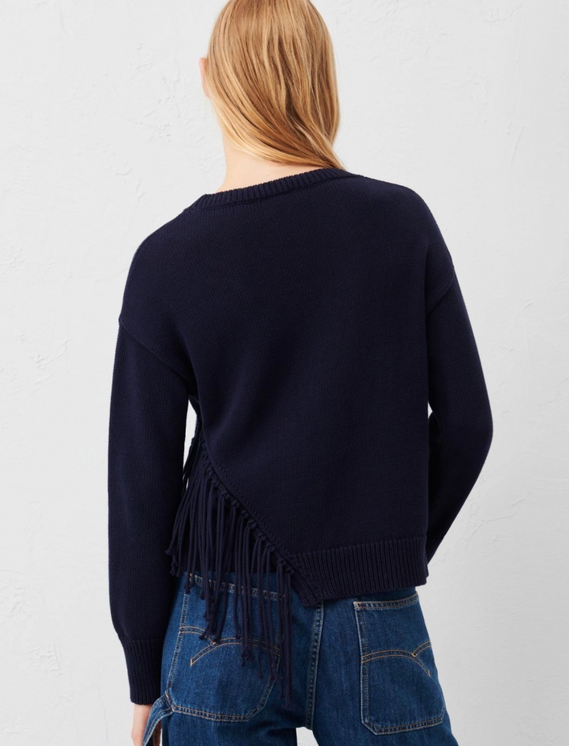 Sweter Damskie Marella Fringed Granatowe | Polska 341278-OXV
