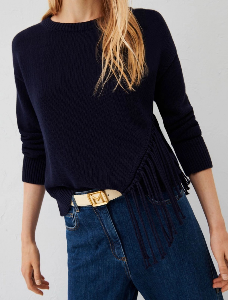 Sweter Damskie Marella Fringed Granatowe | Polska 341278-OXV