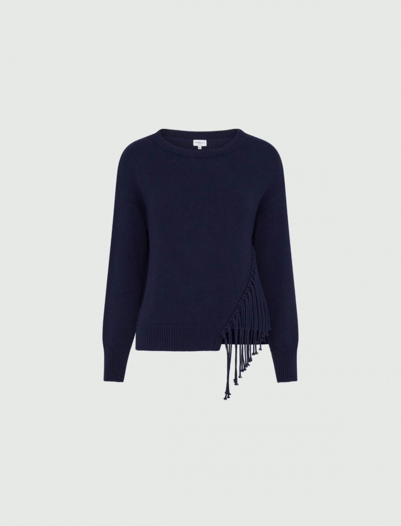 Sweter Damskie Marella Fringed Granatowe | Polska 341278-OXV