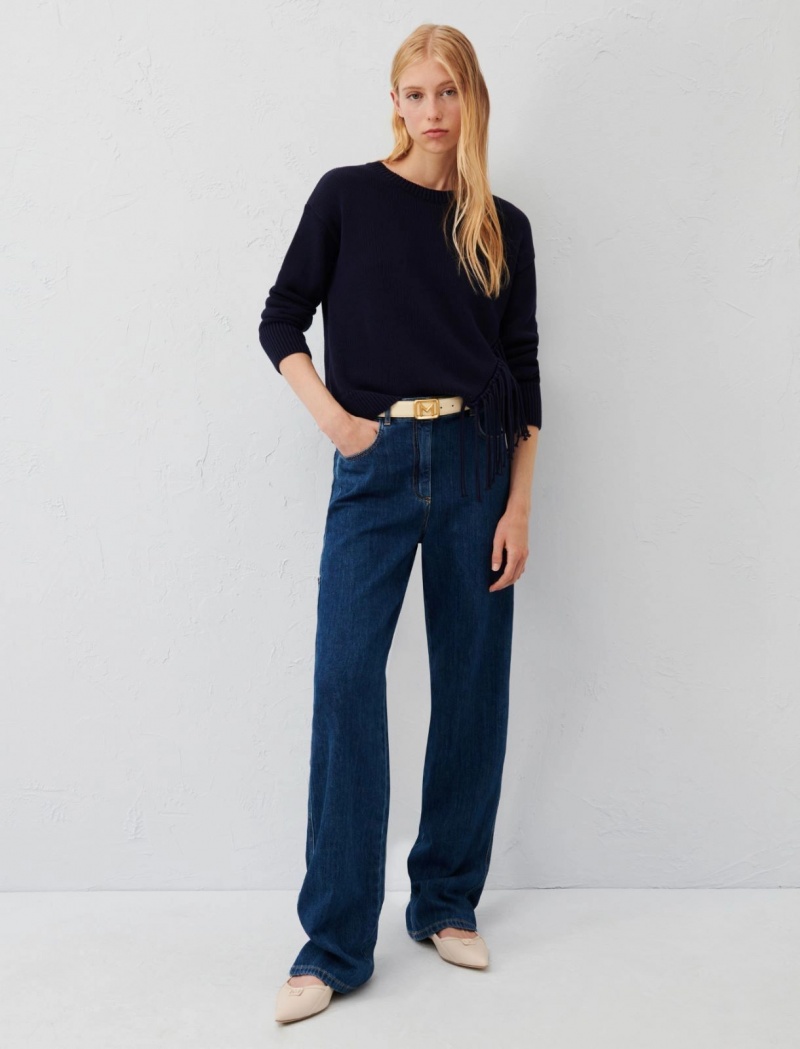Sweter Damskie Marella Fringed Granatowe | Polska 341278-OXV
