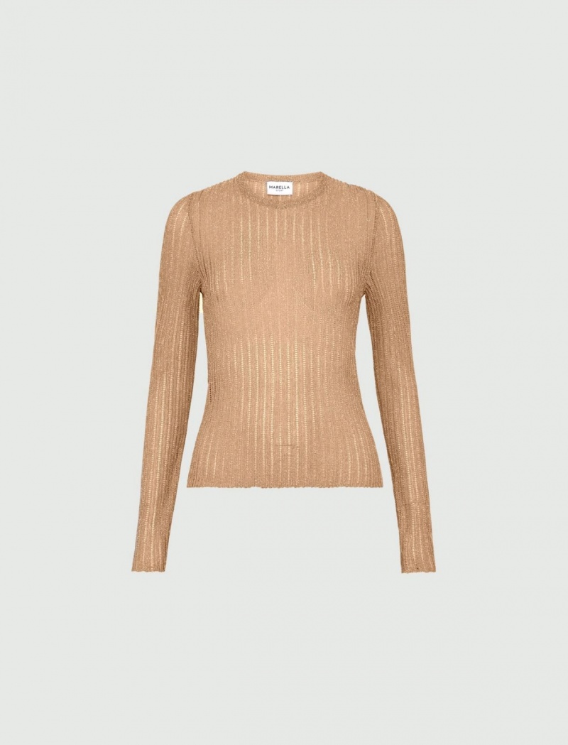 Sweter Damskie Marella Lurex Brązowe | Polska 170358-MLR